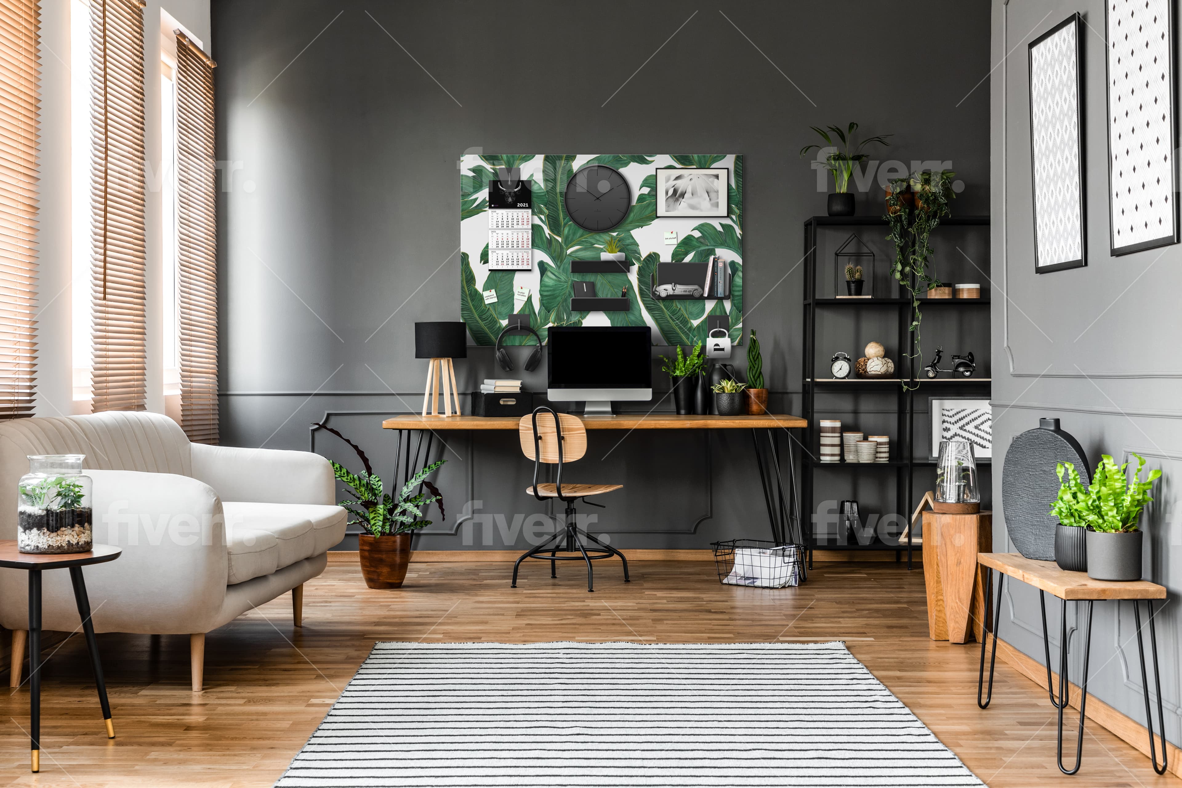 Lightweight and entirely modular acoustic panels separating an active open workspace without requiring permanent construction